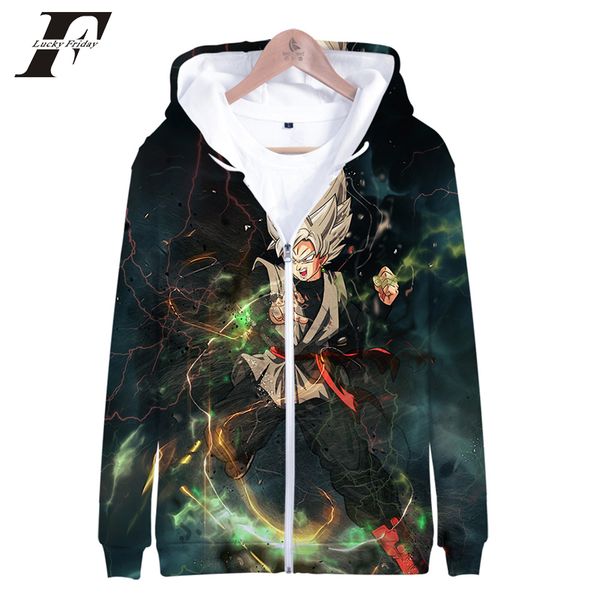 

kpop 3d zipper oversized hoodie sweatshirt men/women z super son goku cosplay anime streetwear clothes, Black
