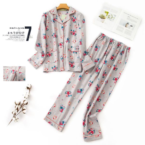 

women's winter korean long sleeves pajama set lovely casual comfortable cartoon pijamas women plus size sleepwear pijama mujer, Blue;gray