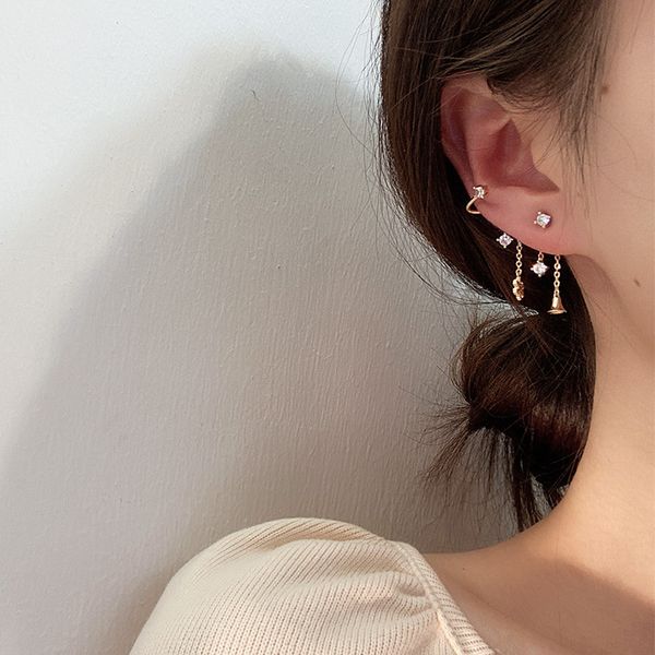 

charm gold tassel earrings for women fashion jewelry korean ladies piercing earings snowflake chain stud earring jewellery, Golden;silver