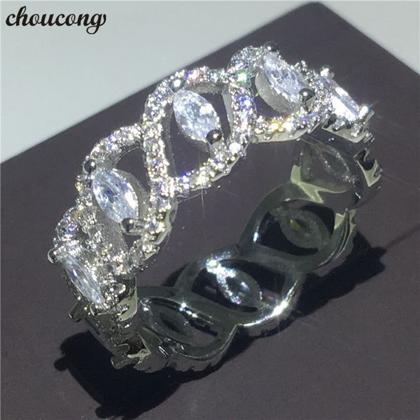 choucong Anello dal design unico con diamanti in argento sterling 925 Fedi nuziali di fidanzamento per donna uomo gioielli con dita