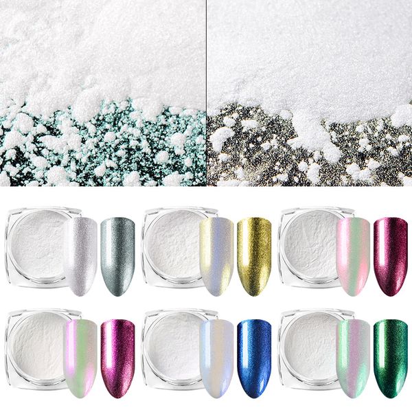 

1 box chrome mirror powder nail art glitter chameleon pigment powder manicure nail tips decoration accessories gel polish dust, Silver;gold