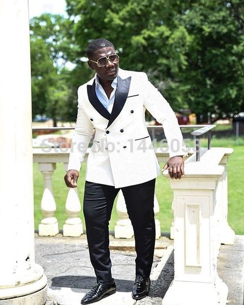 

новый мужской slim fit 3 шт костюм west slim fit жених платье бал модные тенденции последние (куртка + брюки+галстук) на заказ, White;black