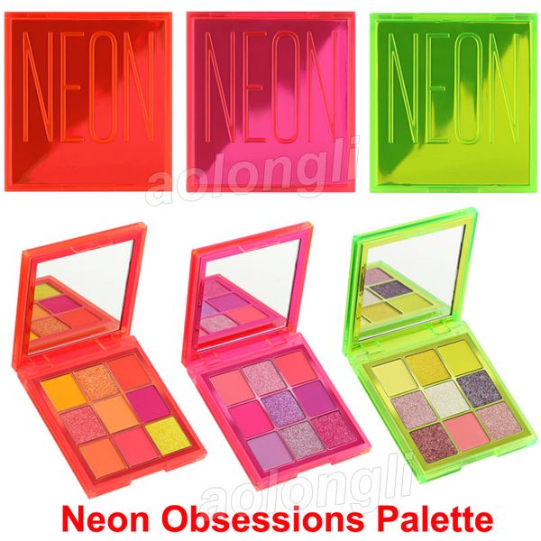 

Beauty ob e ion neon eye hadow makeup palette green pink orange eye hadow palette hining himmer matte 9 color eye hadow