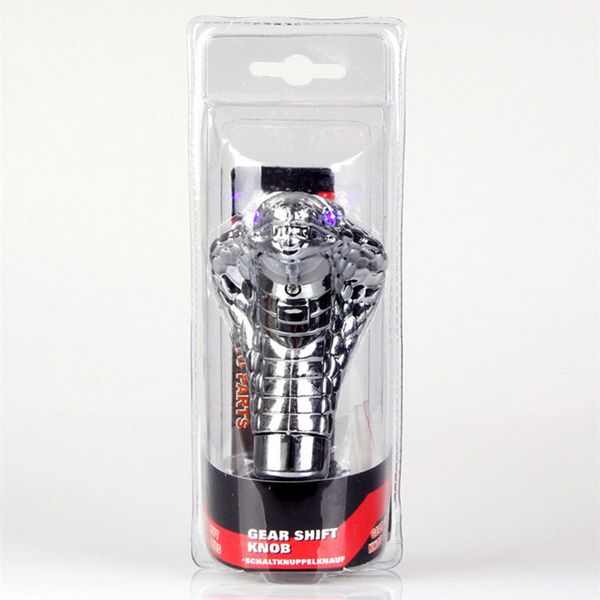 

dropshipping universal car manual gear shift knob stick led eyes chrome cobra snake cool shift lever oe88