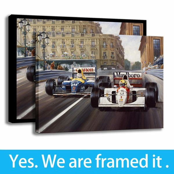 

fashion home decor landscape oil painting car racing art print on canvas framed art - ready to hang - support customization