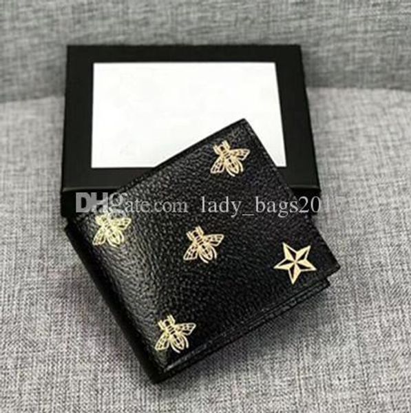 

classic luxury men lreal eather brand wallet casual short paragraph designer cardholder pocket fashion wallet tiger bee snake, Red;black