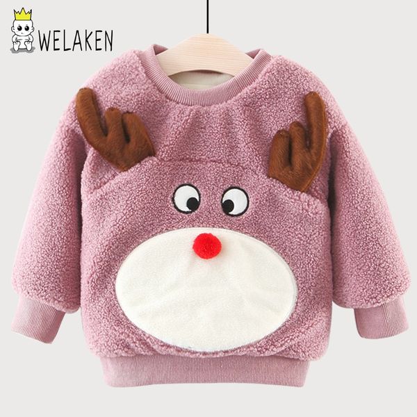 

new fashion girl's warm sweater winter cartoon elk cute baby kids children soft cotton thicken warm christmas clothing, Blue