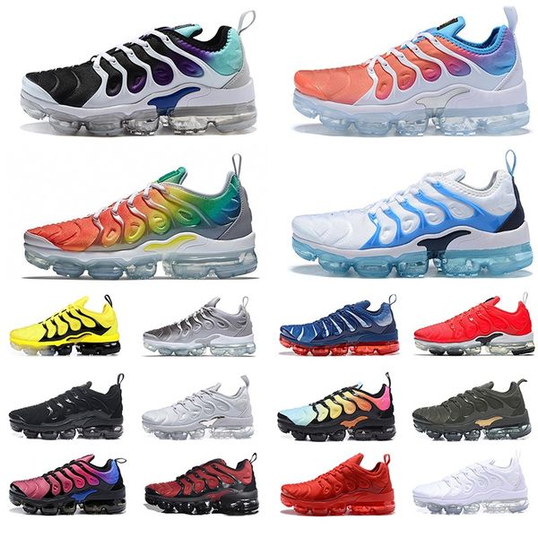 

2019 TN Plus Violet Grape Lava Glow Blue Lagoon Rainbow Bumblebee Tiger Running Shoes Triple Black All White Mens Womens Sneakers Trainers