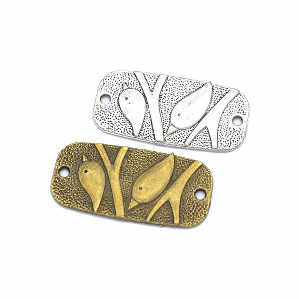 

bulk 100pcs/lot bird connector charms pendant metal bar shape 38*19mm good for bracelet craft making, Bronze;silver