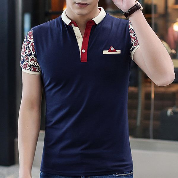

Miacawor Brand New Cotton Polo Shirt Fashion Print Sleeve Camisa Polos High Quality Men Polo Slim Fit Summer Tops Tees Mt577