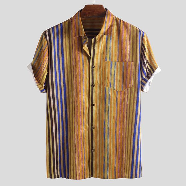 

summer men shirt stripe short sleeve shirt fashion casual 2020 new beach male plus size 3xl mens clothing, White;black