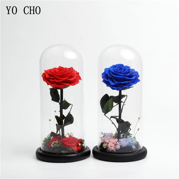 

yo cho everlasting preserved rose flower immortal real rose colorful flower christmas valentine glass gift wedding room decor