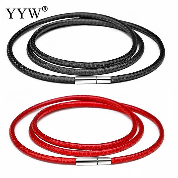 

41-70cm 1-3mm black leather cord necklace cord wax rope for diy necklaces jewelry lace chain with stainless steel rotary clasp, Silver