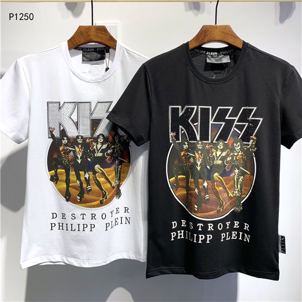 

men's polos shirts #0885 pullover cotton short sleeve skulls print pp luxury business summer medusa male t shirt casual polo 3, White;black