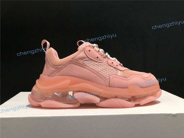 

2019 paris triple-s 17fw crystal bottom green luxury dad shoes platform triple s sneakers for mens women vintage kanye old grandpa trainer, Black