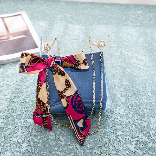 

beau-ms.jelly bag with ribbon elegant transparent bag lady candy color girl summer transparent mobile phone and wallet