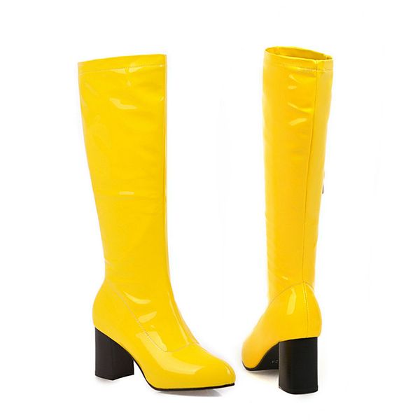 

fashion knee high boots autumn women boots soft pu leather high heel long zipper winter female 2019 new, Black