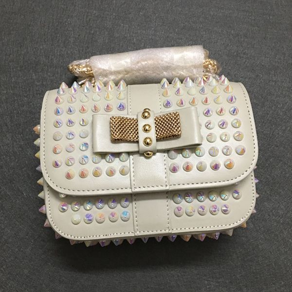 

12 colors) ladies fashion bags women shoulder bag genuine leather rivets spikes bow crossbody bags tote designer handbags