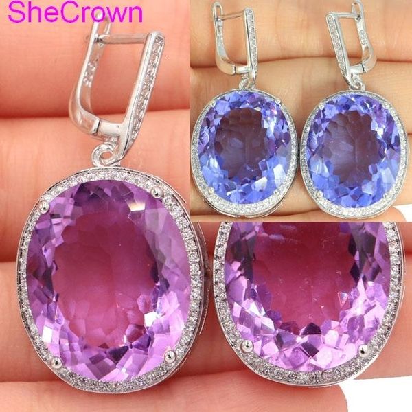 

luxury big oval gemstone color changing alexandrite & z cz silver earrings 40x20mm cj191202, Golden