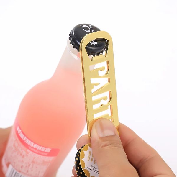 Оптовая продажа золотых свадебных подарков для гостей Gold Party Bottle Opener для новобрачных и свадебных сувениров