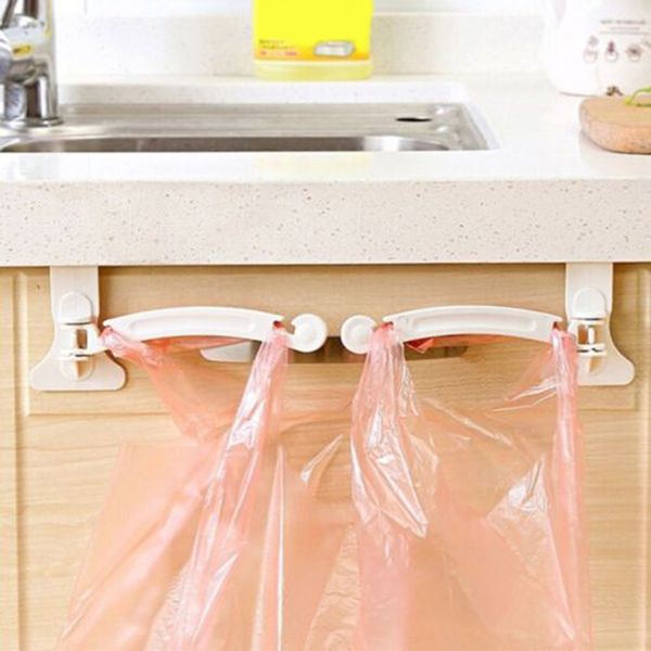 

2 pcs garbage bag holder storage rack cupboard hanging rack door household kitchen le66