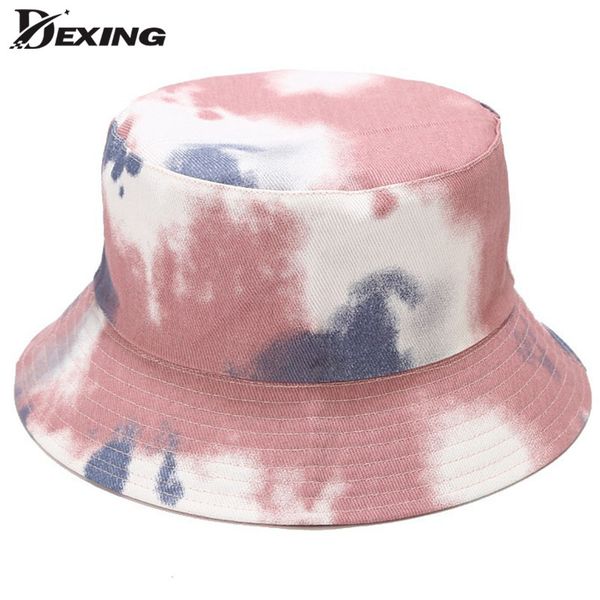 

wholesale ins tie dye summer bucket hat for women men fashion reversible bob ladies panama skateboard sun fisherman hat