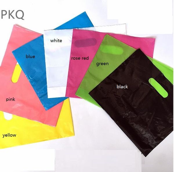 

50 pcs plastic packaging bags large plastic shopping bags with handle small gift for clothes/jewelry