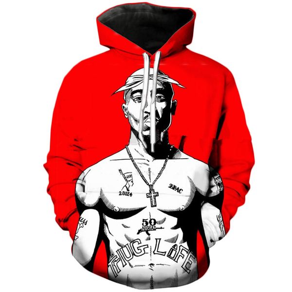 

новейшая мода легендарный рэпер тупак 2pac толстовки унисекс женщины мужчины смешно 3d печати пуловеры верхняя одежда толстовки повседневная, Black