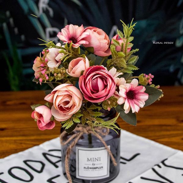Acheter Rose Artificielle Fleur De Mariage 12 Chefs Bouquet De Fleurs Dautomne Fausse Intérieur Simulation Plastique Fleurs Décoration Accueil Party