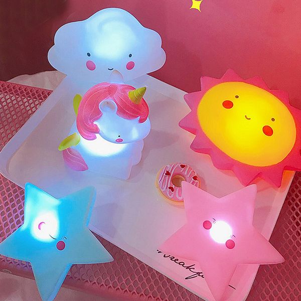 Children Gift Moon Shaped Night Lights Kids Bedroom Decoration Sun Star Warm Light Night Lamps Unicorn Dinosaur Night Lights Dh1067 2 T03 Home