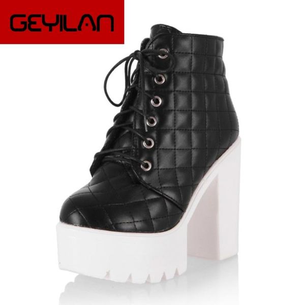 

fashion large size 43 square high heels shoes women's party nightclub platform ankle boots women shoes boots, Black