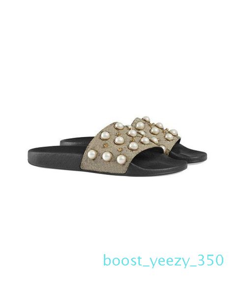 

мужские женские моды жемчуга и шпильки, украшенных резиновых квартиры тапочек причинной пляж резинового слайд сандалию с коробкой и пылевыми, Black