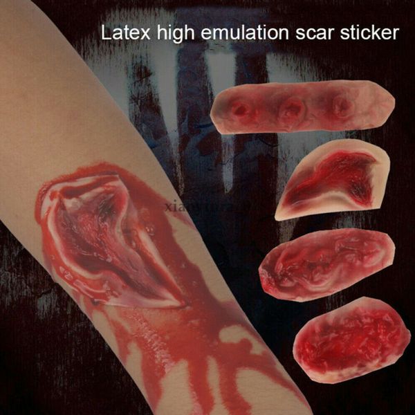 

2019 Halloween waterproof temporary tattoos Zombie Horror reality vampire blood scar design Costume Face Body Tattoo