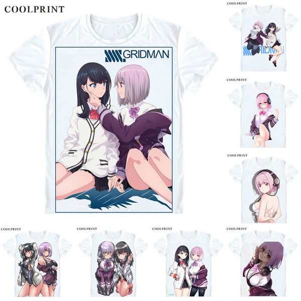 

shinjou akane ssss.gridman t shirt denkou choujin gridman the hyper agent men casual premium t-shirt printed short sleeve shirts, White;black