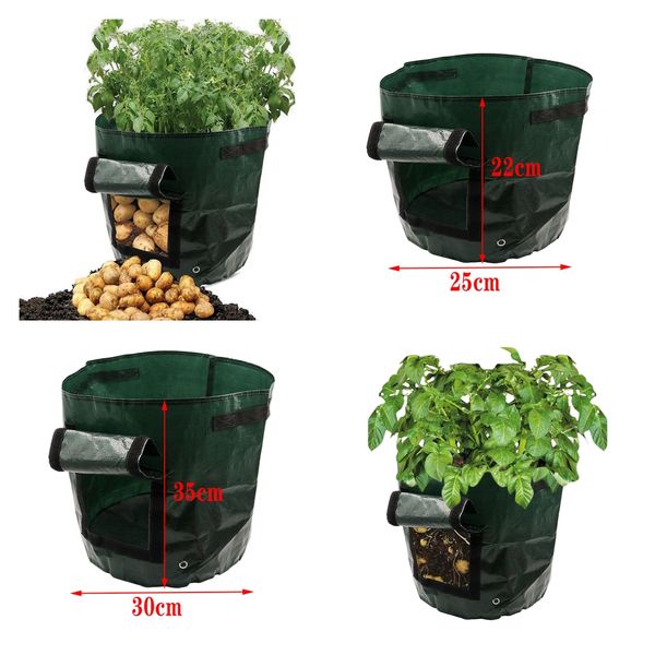 

2x 3 gallon + 2pcs 7 gallon garden plant potato grow bags with flap sturdy