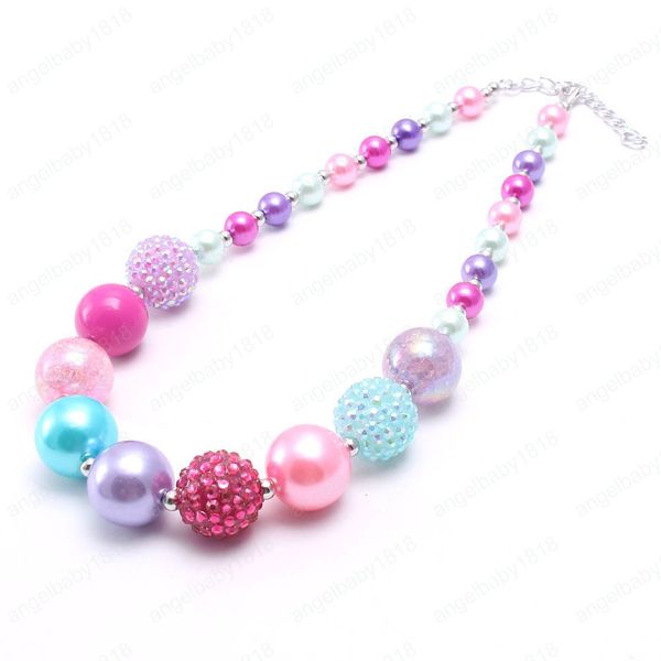 

new arrival child chunky beads necklace colorful girls bubblegum necklace handmade jewelry for kids toy gift, Red;brown