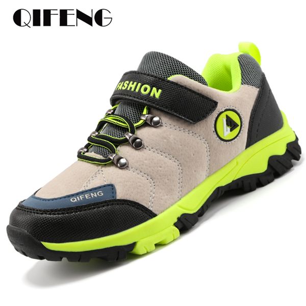 

kid sneakers boys hiking shoes breathable anti-skid children summer outdoor footwear waterproof leather warm sports shoes spring t200604, Black;red