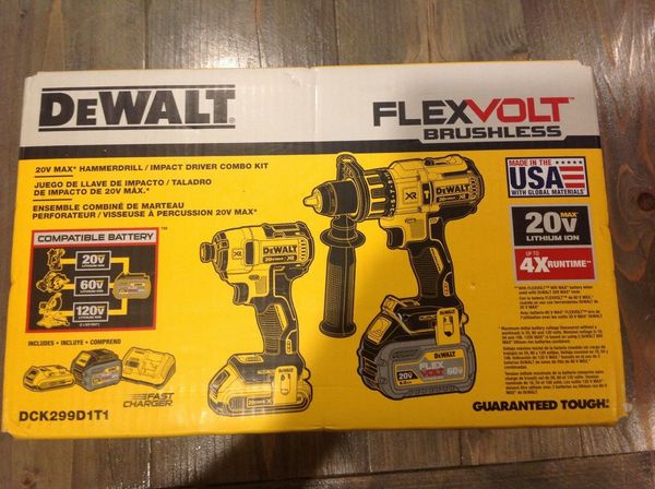 

New dewalt dck299d1t1 flexvolt bru hle 20v max hammerdrill impact driver combo kit