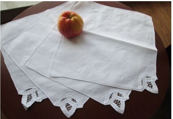 

wholesale lot white cotton napkin set with hand crochet frill 28*28cm
