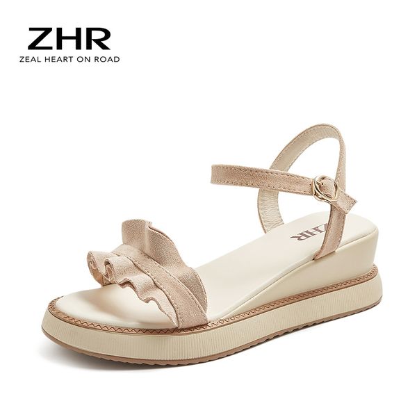 

zhr 2020 summer buckle strap sandals women high heels platform sandals strap open toe wedges shoes zapatos de mujer ourdoor, Black