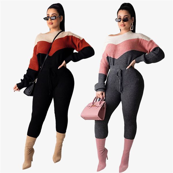 

women sweater 2 piece set knit fall winter clothing solid shirt pants sweatsuit pullover hoodies leggings outfits outerwear bodysuits 2142, White