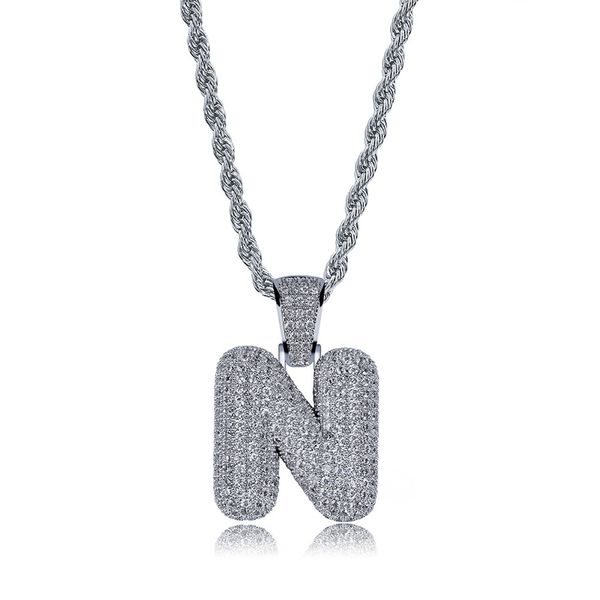 

fashion 26 letter pendant silver color plated with zircon micro-set hip hop men and women necklace