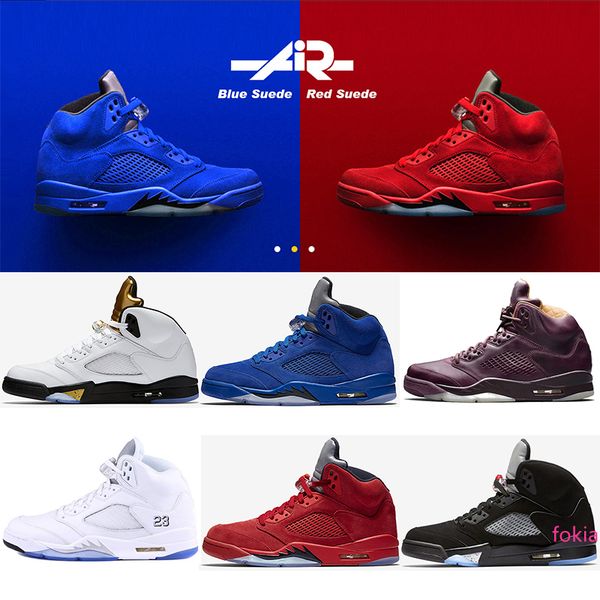 

newwhite cement 5 v red blue suede olympic og metallic gold white cement man basketball shoes sneakers 41-47