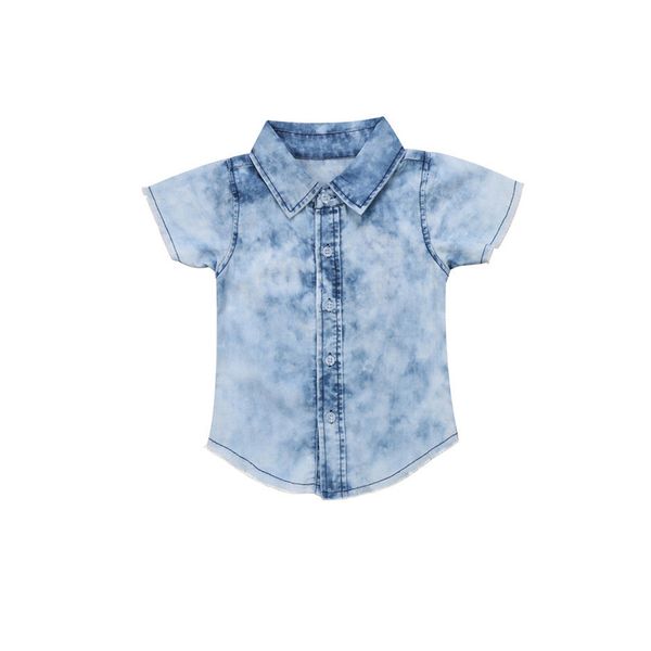 

2018 fashion casual active newborn infant baby boys denim short sleeve turn-down collar shirts sunsuit summer outfit 2-7y, White;black
