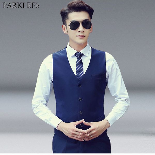 

men suit vest 2019 slim fit vest men business wedding waistcoat mens formal dress vests gilet homme single breasted waistcoat, Black;white