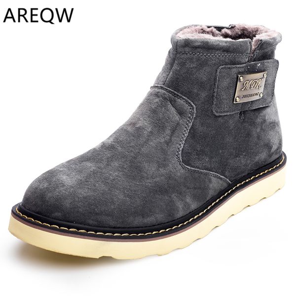 

2019 winter men's boots male waterproof ankle boots autumn man fashion casual shoes snow warm lace up, Black