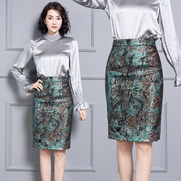 

2019 new fashion genuine sheep real leather skirt k26, Black