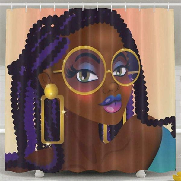 2019 Fashion Shy African American Women Shower Curtain Waterproof