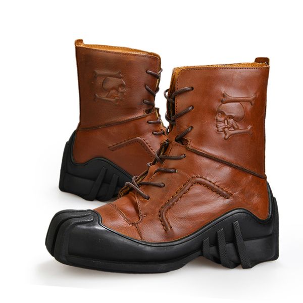 

new genuine leather motorcycle boots mid-calf motorcycle shoes street riding boots racing motocross botas moto protective gear