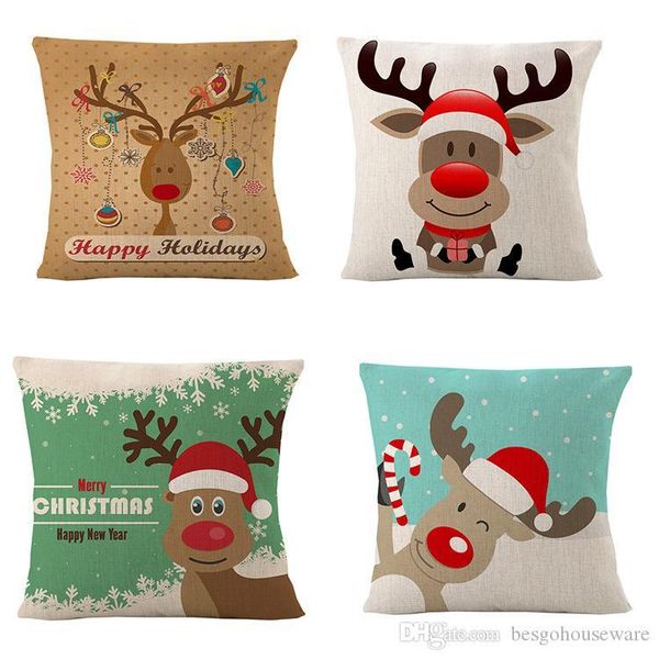 

square pillow case hidden zipper decor sofa car cushion cover home cafe decoration christmas snowman printing pillow cover bh0181